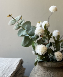 Zijde Tak Pompom Wit 52 cm