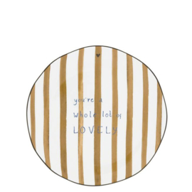 Dessert Bord Wit met Bruine Strepen 19 cm -Bastion Collections-