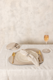 Lederen Onderzetters Beige (6 stuks) -PTMD-