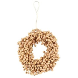 Mini Kranz mit Holzperlen Creme 10 cm