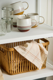 Theedoek Naturel met Bruine Ruit