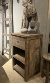 Sidetable Kota met 1-lade en 2 open vakken -Driftwood-