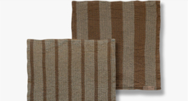 Vaatdoek Wafel Zand/Bruin Streep (set van 2) -Mette Ditmer-