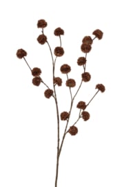Zijde Tak Pompom Donkerbruin 100 cm