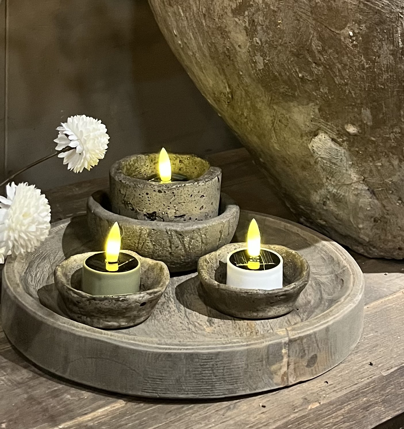 Waxinelichtjes Solar LED Zwart (3 stuks)