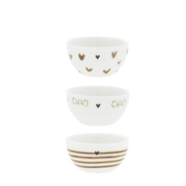 Schaaltje Wit met Bruine Hartjes Small -Bastion Collections-