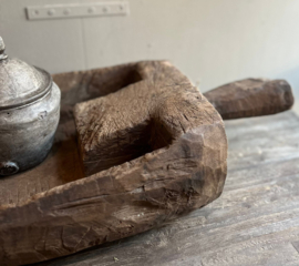 Oude Houten Bak met Handvat