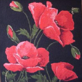 Gobelin Kissen Mohnblumen 45x45cm