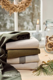 Theedoek Chloe Naturel met Groene Strepen