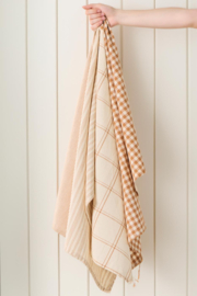Theedoek Naturel met Bruine Ruit