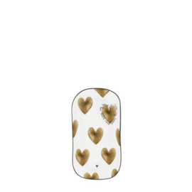 Ovaal Bord Wit met Bruine Harten -Bastion Collections-