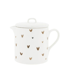 Theepot Wit met Bruine Hartjes -Bastion Collections-