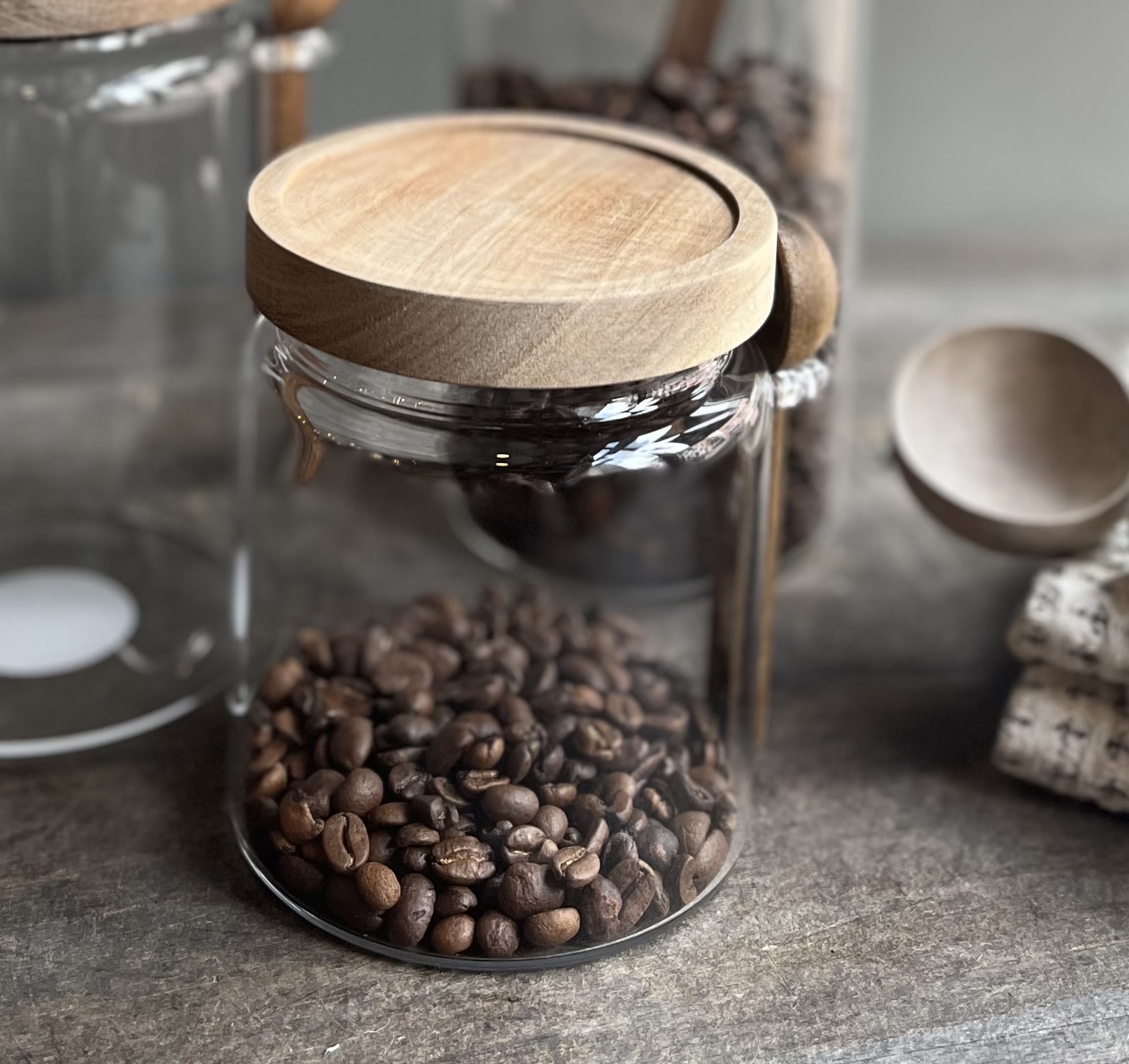 Voorraadpot met Houten Lepel L