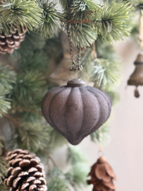 Kerst Ornament Antraciet Velvet Pompoen