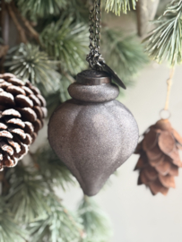 Kerst Ornament Antraciet Velvet Druppel