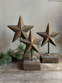 Houten Ster op Voet Small