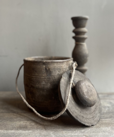 Oude Houten Kruik met deksel