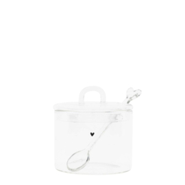 Suikerpot van Glas met Zwart Hartje -Bastion Collections-