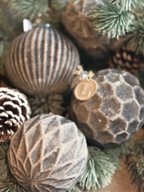 Kerstbal Honingraat Camel Velvet 10 cm -Luksa-