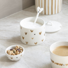 Suikerpotje Wit met Bruine Hartjes -Bastion Collections-