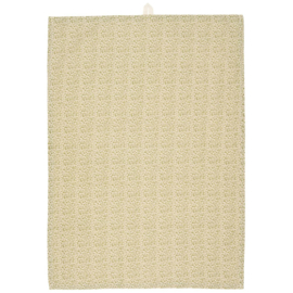 Theedoek Naturel met groene Bloemen