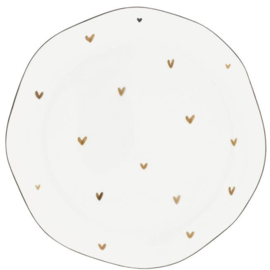 Diner Bord Wit met Kleine Bruine Hartjes 27 cm -Bastion Collections-