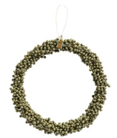 Krans met Houten Kralen Groen 22 cm