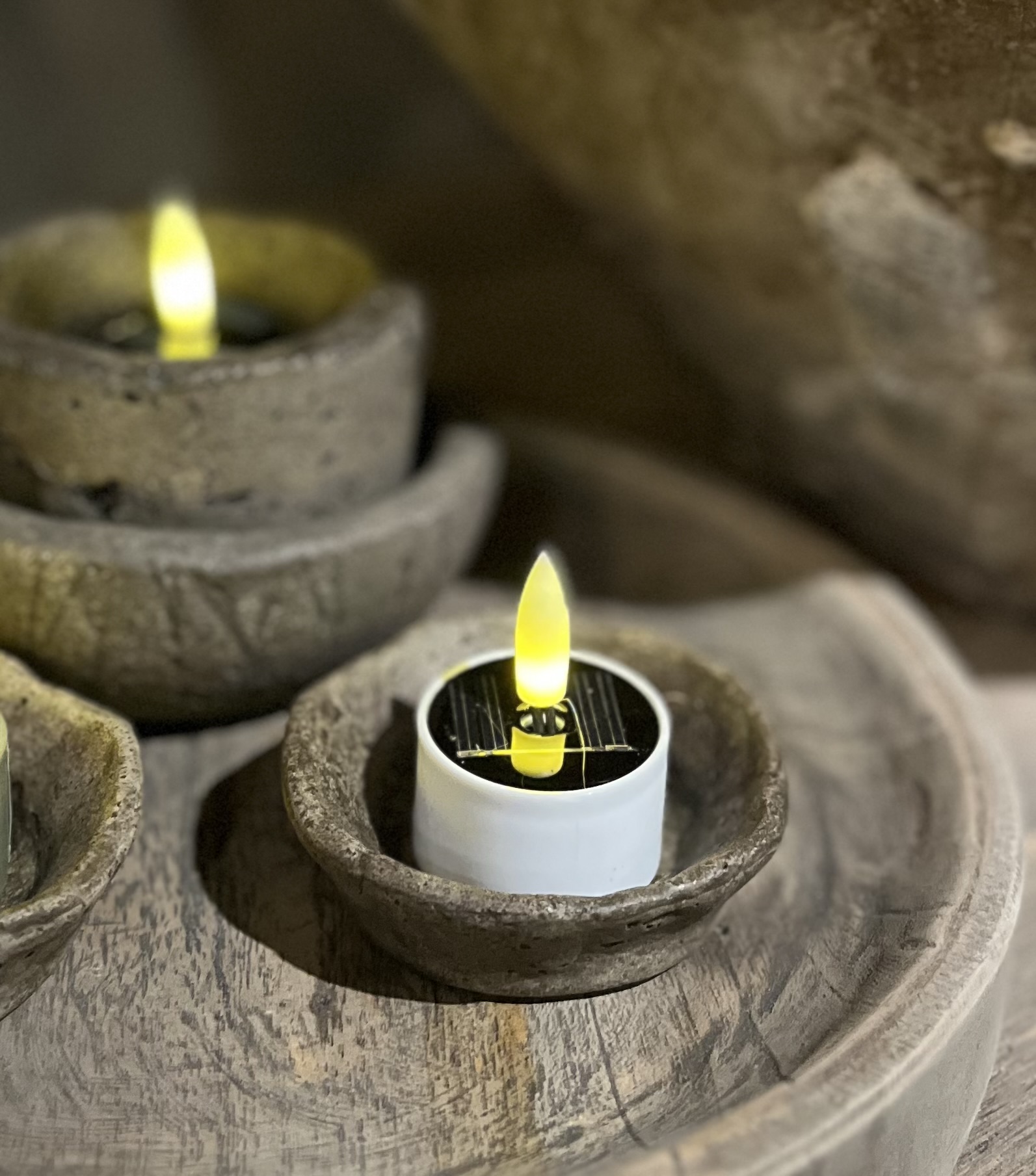 Waxinelichtjes Solar LED Wit (3 stuks)