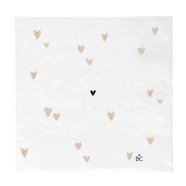 Papieren Servetten met Naturel Hartjes (20 stuks) -Bastion Collections-