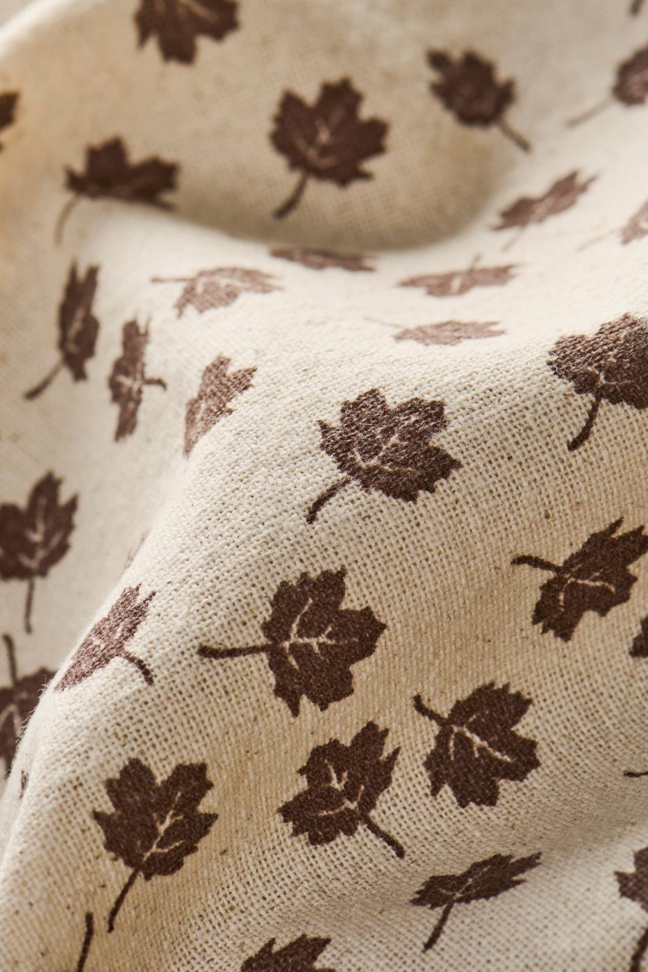 Theedoek Naturel met Bruin Blad