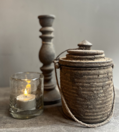 Oude Houten Kruik met deksel