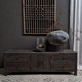 Houten TV-meubel 2-deurs, 4-lades ''Antique Grey''
