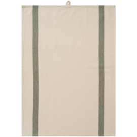 Theedoek Chloe Naturel met Groene Strepen