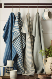 Theedoek Naturel met Blauwe Streepjes
