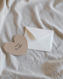 Kaartje Hart ''Warme Knuffel'' -Leeff-