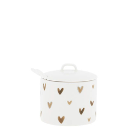 Suikerpotje Wit met Bruine Hartjes -Bastion Collections-