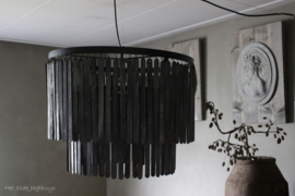 Hanglamp Ø60x43 cm hout mat zwart