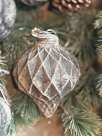 Kerstbal Honingraat Ui-vormig Camel Velvet 8,5 cm -Luksa-
