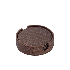 Lederen Onderzetters Bruin (6 stuks) -PTMD-
