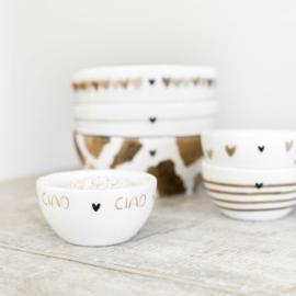 Schaaltje Wit met Bruine Tekst CIAO Small -Bastion Collections-