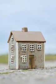 Waxinelicht Huisje met Bruine Deur