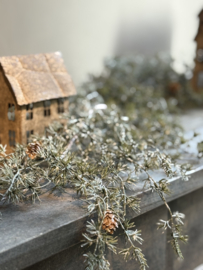 Girlande aus Seide mit Schnee und Tannenzapfen -PTMD-