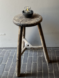 Alter Holzhocker rund