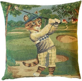 Gobelin Kissen Golf Katze