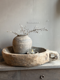 Oude Houten Schaal met Handvat -Aura Peeperkorn-