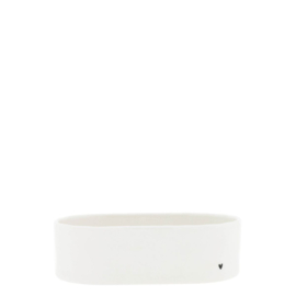 Tablett Oval Weiß mit Schwarzem Herz -Bastion Collections-