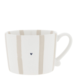 Mug with handle natural stripes -Bastion Collections-