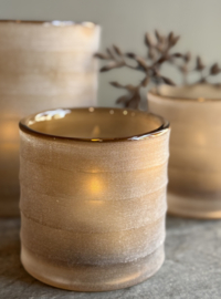 Windlicht Beige/Brown 10x10 cm -PTMD-
