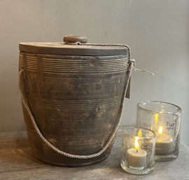 Oude Houten Kruik met deksel