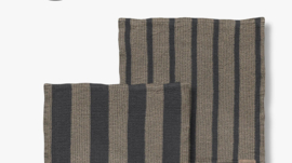 Vaatdoek Wafel Zand/Donkergrijs Streep (set van 2) -Mette Ditmer-